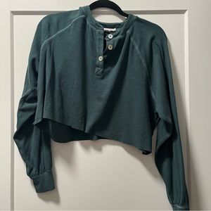 Dark Green Cropped Lounge Nia Long Sleeve Shirt